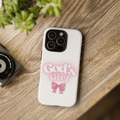 God's Girl Cute Phone Case, Pink Bow Case, Faith-Based Gifts, Christian Accessories, Birthday Present, Inspirational Jewelry