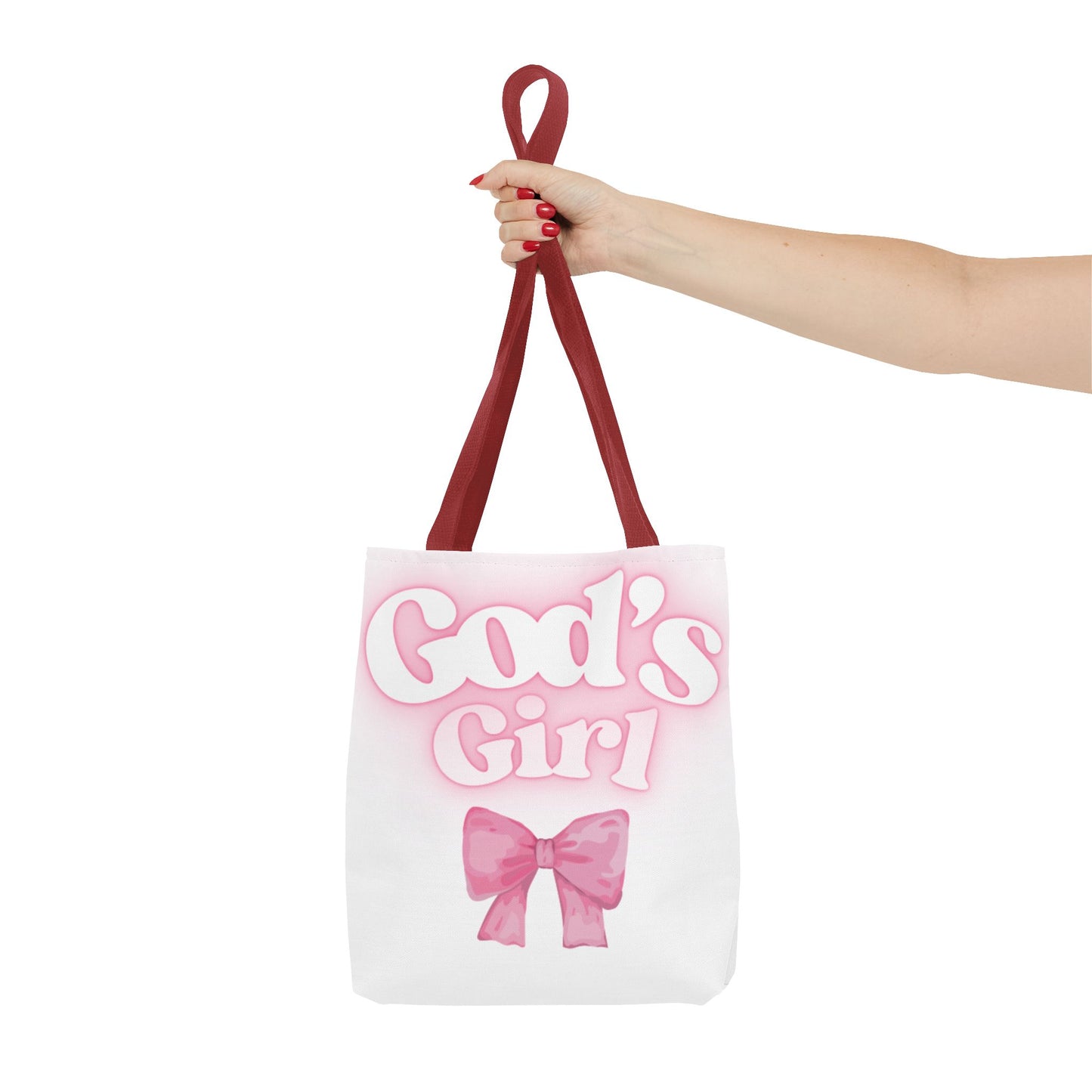 God's Girl Cute Pink Tote Bag, Chic Shopper Bag, Inspirational Gift, Women’s Fashion Accessory, Beach Tote, Pink Bow Design