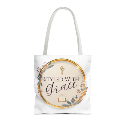Styled With Grace | Elegant Faith-Inspired Tote Bag, Christian Gift, Inspirational Bag, Stylish Reusable Tote, Religious Accessories