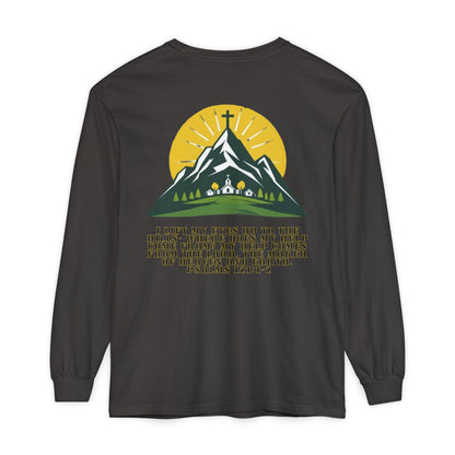 Psalms 121:1-2 Spiritual Long Sleeve T-Shirt, Christian Apparel, Faith-Based Gift, Outdoor Style, Inspirational Everyday Wear
