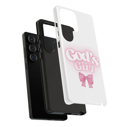 God's Girl Cute Phone Case, Pink Bow Case, Faith-Based Gifts, Christian Accessories, Birthday Present, Inspirational Jewelry
