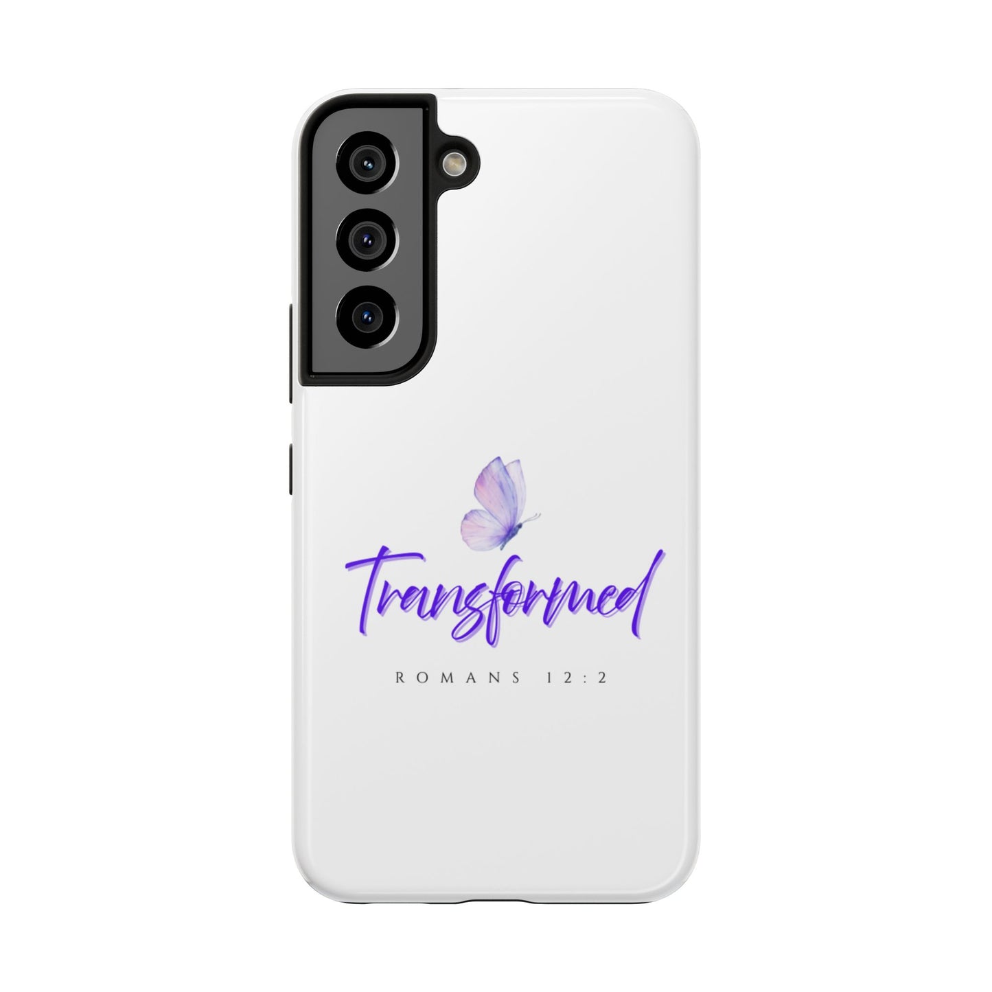 Transformed Phone Case - Inspirational Butterfly Design, Tough Phone Cover, Bible Verse Accessory, Unique Gift for Faith Lovers