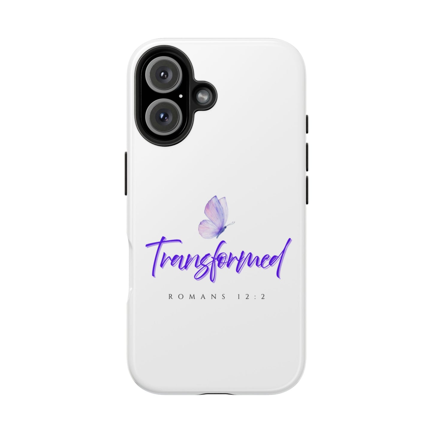 Transformed Phone Case - Inspirational Butterfly Design, Tough Phone Cover, Bible Verse Accessory, Unique Gift for Faith Lovers