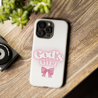 God's Girl Cute Phone Case, Pink Bow Case, Faith-Based Gifts, Christian Accessories, Birthday Present, Inspirational Jewelry