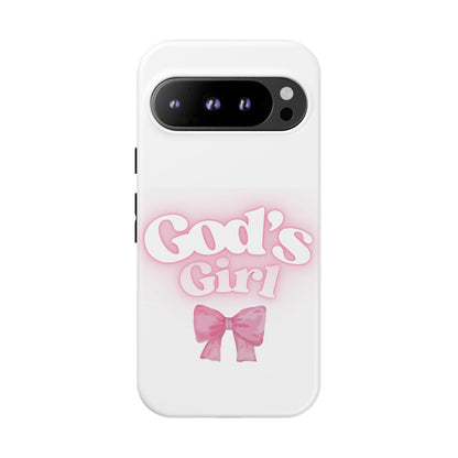 God's Girl Cute Phone Case, Pink Bow Case, Faith-Based Gifts, Christian Accessories, Birthday Present, Inspirational Jewelry