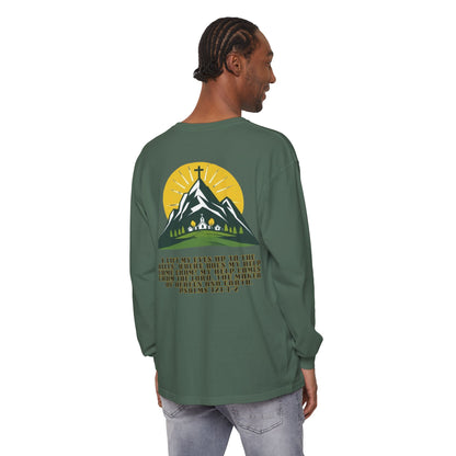Psalms 121:1-2 Spiritual Long Sleeve T-Shirt, Christian Apparel, Faith-Based Gift, Outdoor Style, Inspirational Everyday Wear