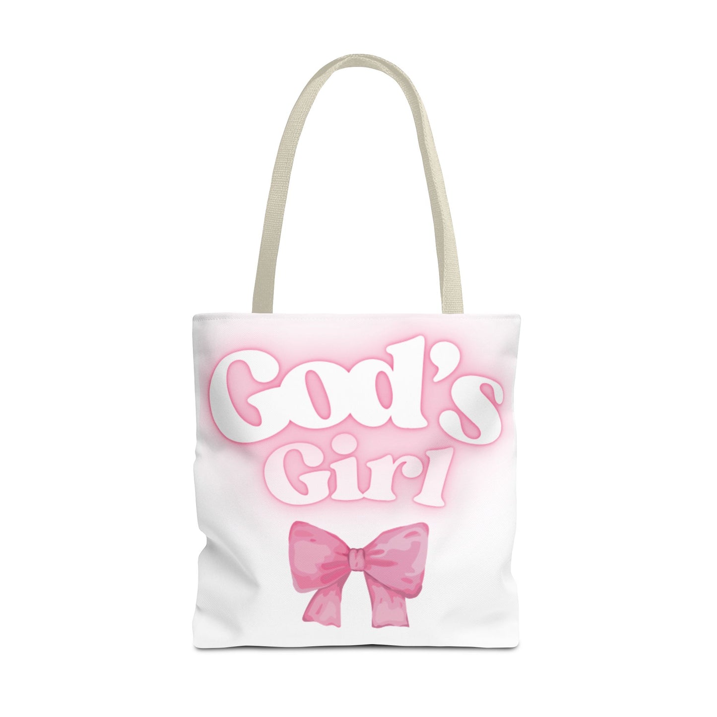 God's Girl Cute Pink Tote Bag, Chic Shopper Bag, Inspirational Gift, Women’s Fashion Accessory, Beach Tote, Pink Bow Design