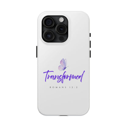 Transformed Phone Case - Inspirational Butterfly Design, Tough Phone Cover, Bible Verse Accessory, Unique Gift for Faith Lovers