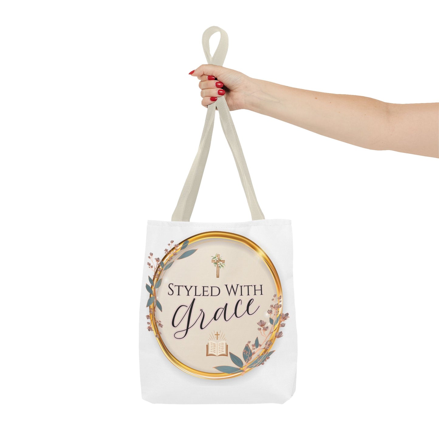 Styled With Grace | Elegant Faith-Inspired Tote Bag, Christian Gift, Inspirational Bag, Stylish Reusable Tote, Religious Accessories
