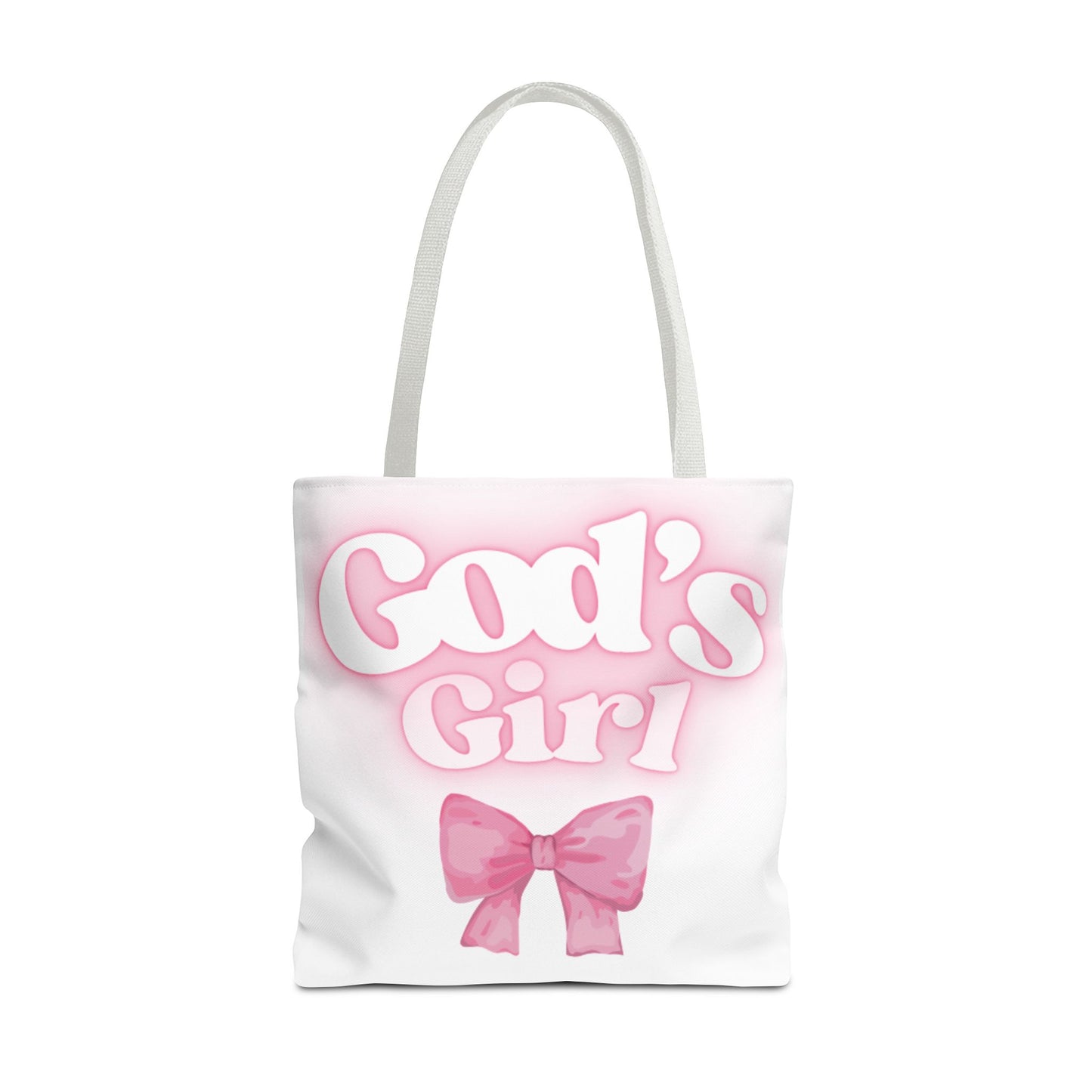 God's Girl Cute Pink Tote Bag, Chic Shopper Bag, Inspirational Gift, Women’s Fashion Accessory, Beach Tote, Pink Bow Design