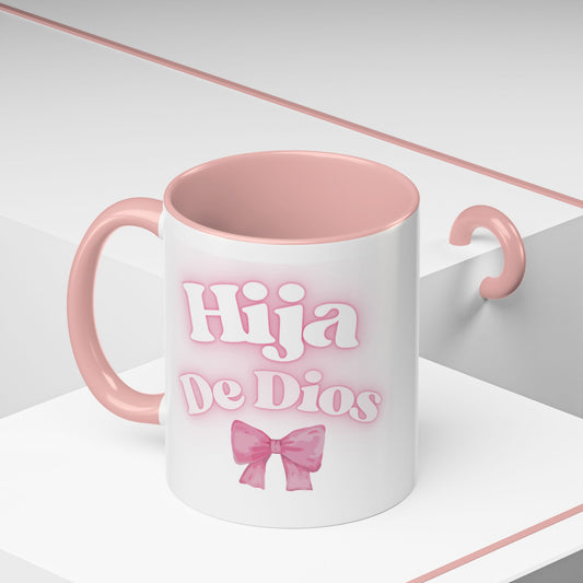 Hija De Dios Accent Coffee Mug - Perfect Gift for Moms, Inspirational Drinkware, Birthday, Faith Celebration, Unique Coffee Cup