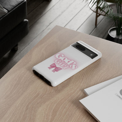 God's Girl Cute Phone Case, Pink Bow Case, Faith-Based Gifts, Christian Accessories, Birthday Present, Inspirational Jewelry