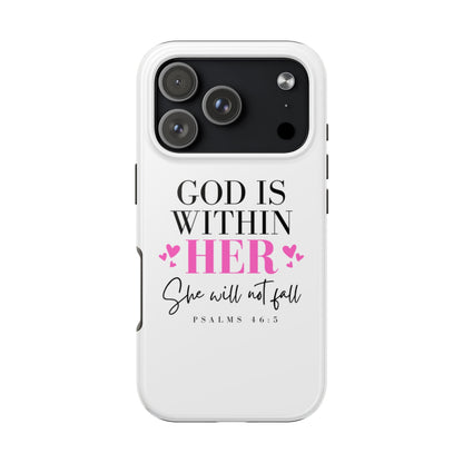 Empowering Tough Phone Case - "God is Within Her" Inspirational Design