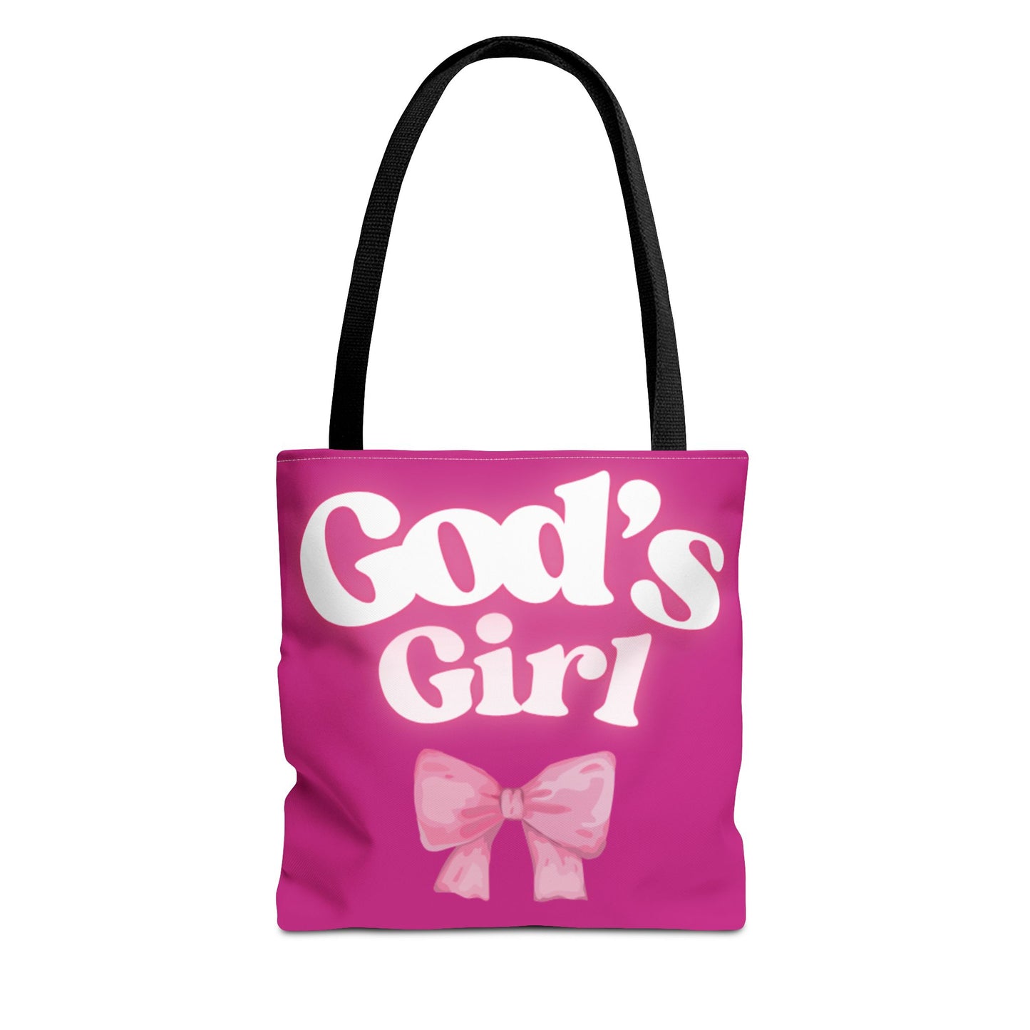 Cute Pink Tote Bag for God's Girl, Chic Shopper Bag, Inspirational Gift, Women’s Fashion Accessory, Beach Tote, Pink Bow Design