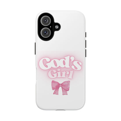 God's Girl Cute Phone Case, Pink Bow Case, Faith-Based Gifts, Christian Accessories, Birthday Present, Inspirational Jewelry