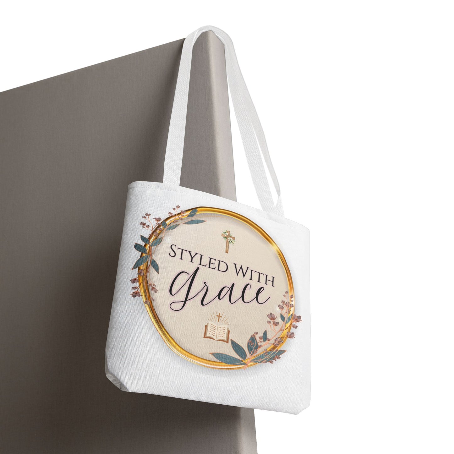 Styled With Grace | Elegant Faith-Inspired Tote Bag, Christian Gift, Inspirational Bag, Stylish Reusable Tote, Religious Accessories