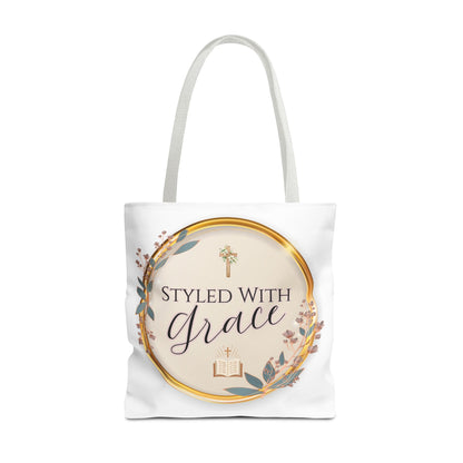 Styled With Grace | Elegant Faith-Inspired Tote Bag, Christian Gift, Inspirational Bag, Stylish Reusable Tote, Religious Accessories