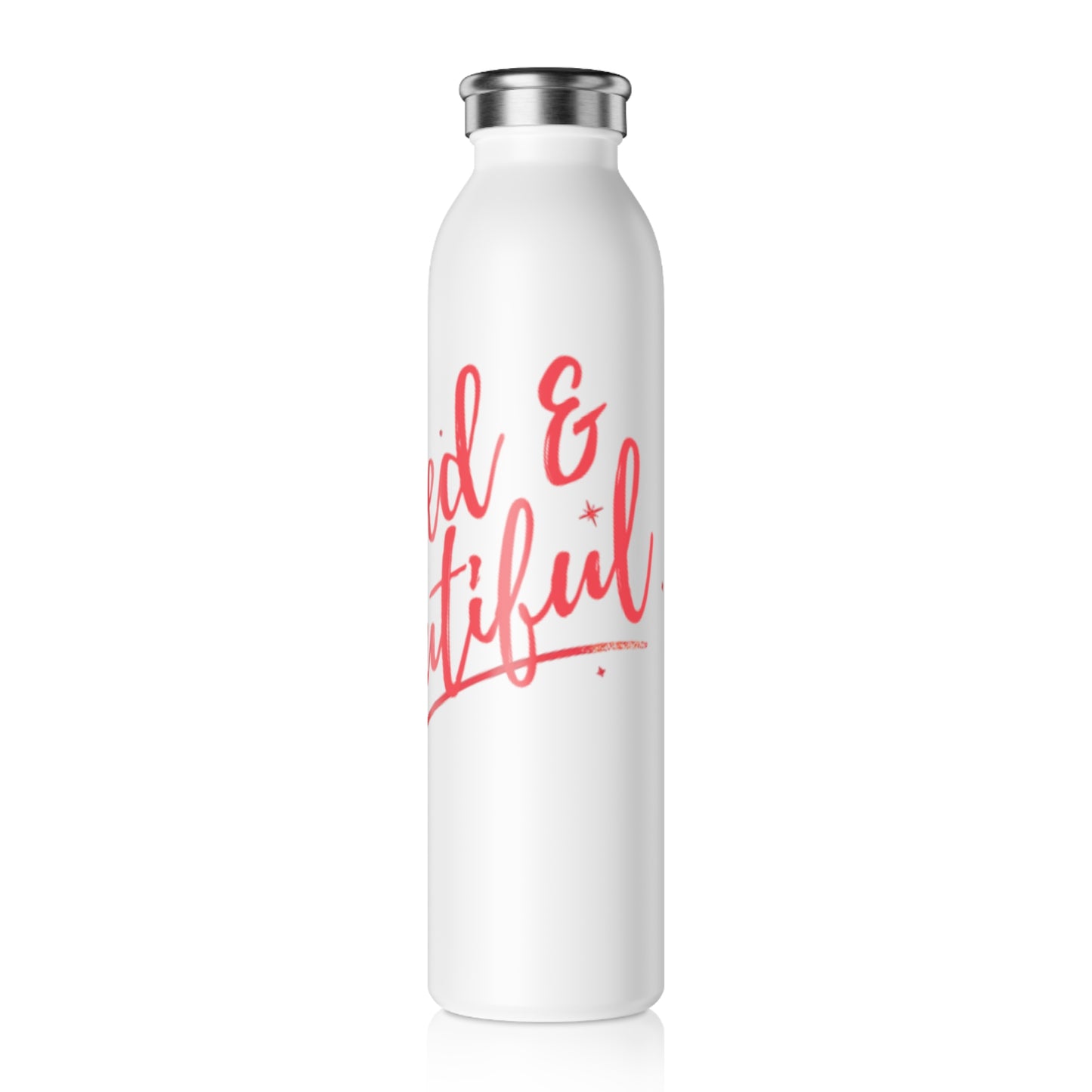 Motivational Slim Water Bottle - Blessed & Beautiful