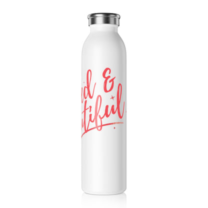 Motivational Slim Water Bottle - Blessed & Beautiful
