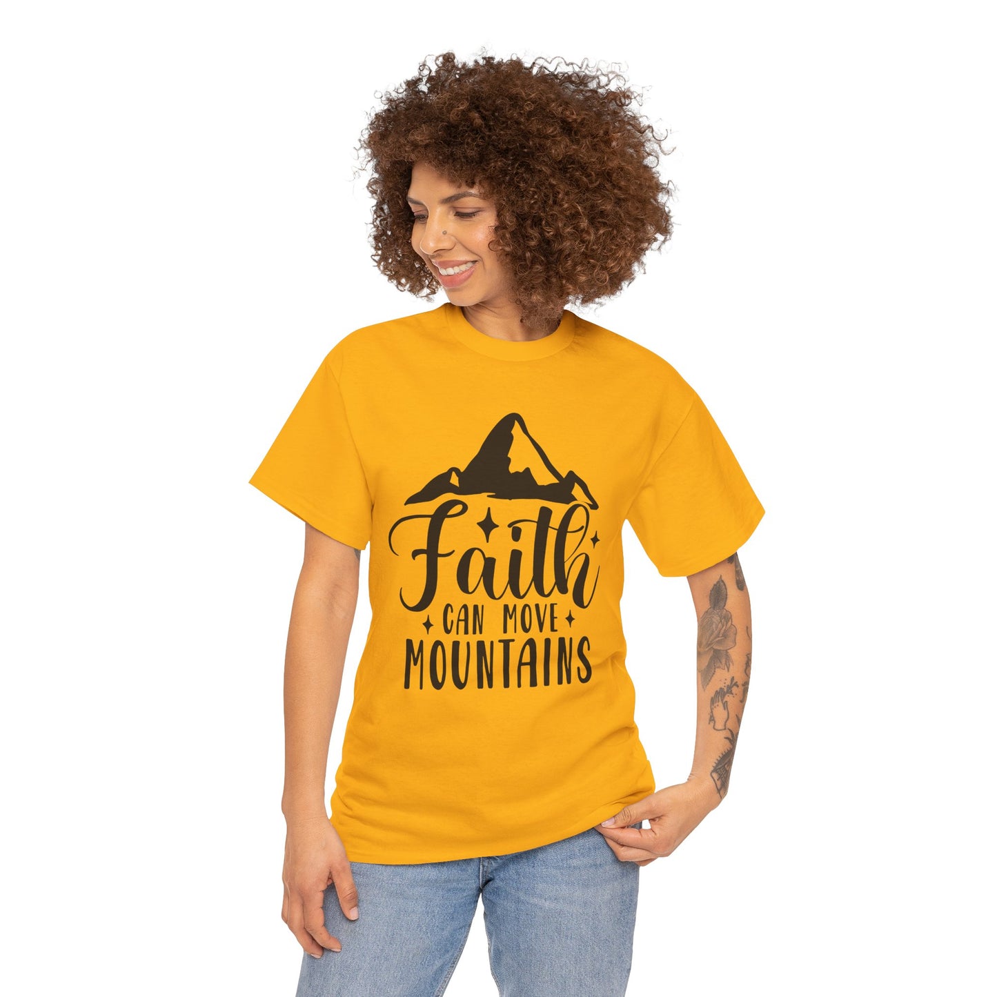 Faith Can Move Mountains - Unisex Heavy Cotton Tee