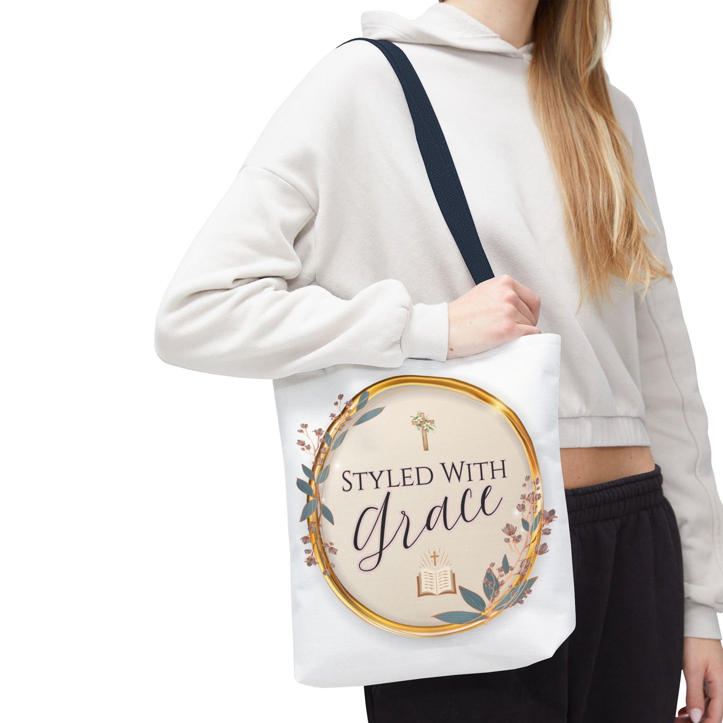 Styled With Grace | Elegant Faith-Inspired Tote Bag, Christian Gift, Inspirational Bag, Stylish Reusable Tote, Religious Accessories