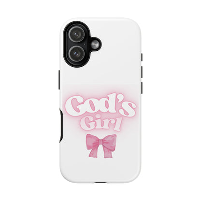 God's Girl Cute Phone Case, Pink Bow Case, Faith-Based Gifts, Christian Accessories, Birthday Present, Inspirational Jewelry