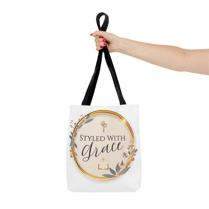 Styled With Grace | Elegant Faith-Inspired Tote Bag, Christian Gift, Inspirational Bag, Stylish Reusable Tote, Religious Accessories