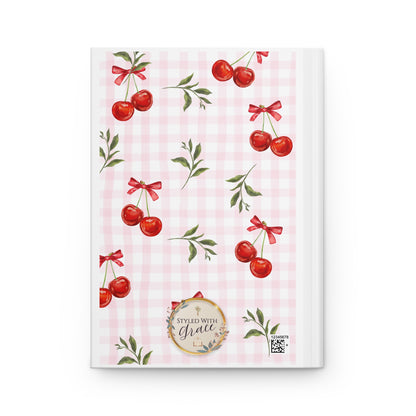 "Rise Up, take courage and do it" Cherry Gingham Hardcover Journal — Inspirational Notebook