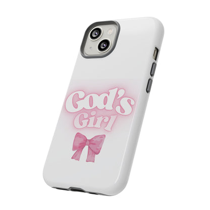 God's Girl Cute Phone Case, Pink Bow Case, Faith-Based Gifts, Christian Accessories, Birthday Present, Inspirational Jewelry