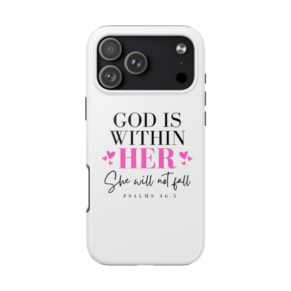 Empowering Tough Phone Case - "God is Within Her" Inspirational Design