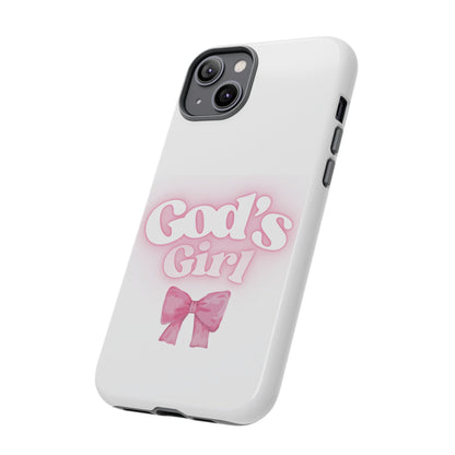 God's Girl Cute Phone Case, Pink Bow Case, Faith-Based Gifts, Christian Accessories, Birthday Present, Inspirational Jewelry