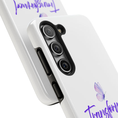 Transformed Phone Case - Inspirational Butterfly Design, Tough Phone Cover, Bible Verse Accessory, Unique Gift for Faith Lovers