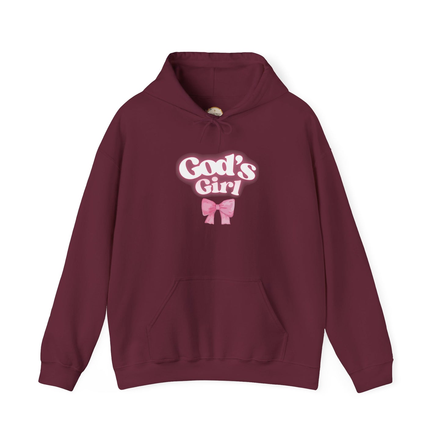 God's Girl Pink Bow Hoodie, Cute Christian Sweatshirt, Cozy Gift for Her, Inspirational Apparel, Faith-Based Clothing