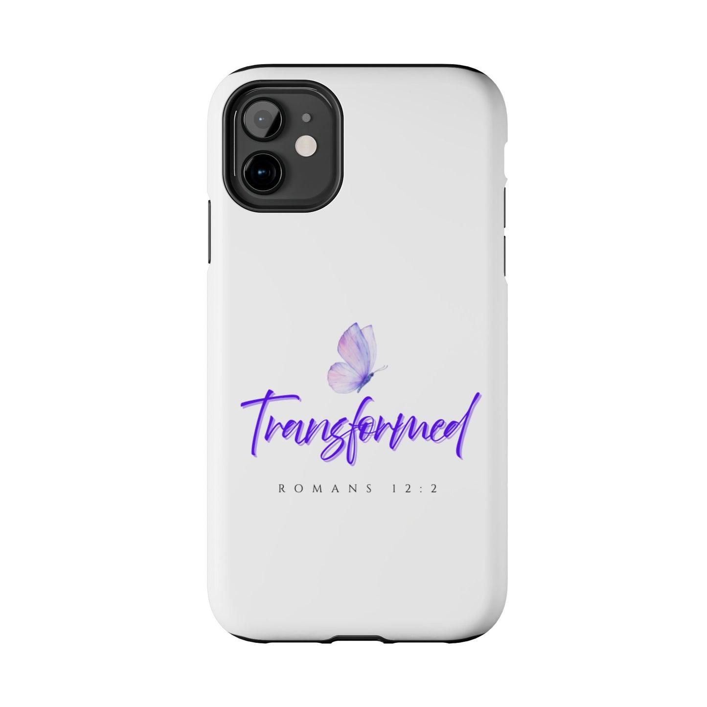 Transformed Phone Case - Inspirational Butterfly Design, Tough Phone Cover, Bible Verse Accessory, Unique Gift for Faith Lovers