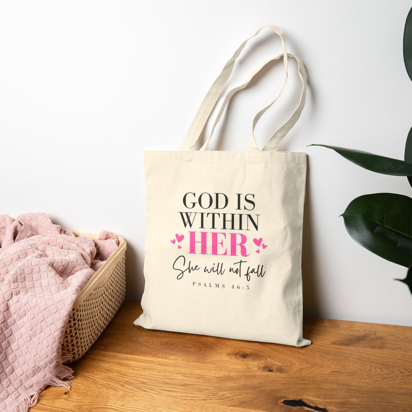Inspiring Cotton Canvas Tote Bag - "God Is Within Her"