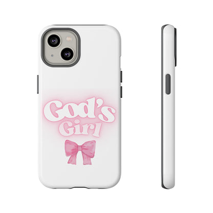 God's Girl Cute Phone Case, Pink Bow Case, Faith-Based Gifts, Christian Accessories, Birthday Present, Inspirational Jewelry