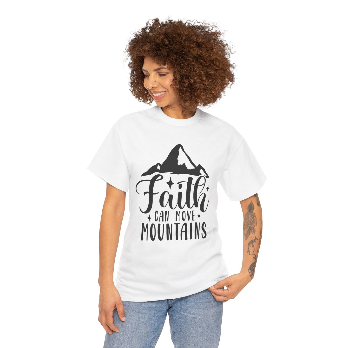 Faith Can Move Mountains - Unisex Heavy Cotton Tee