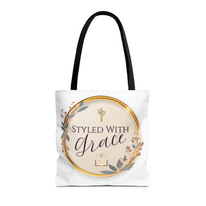 Styled With Grace | Elegant Faith-Inspired Tote Bag, Christian Gift, Inspirational Bag, Stylish Reusable Tote, Religious Accessories