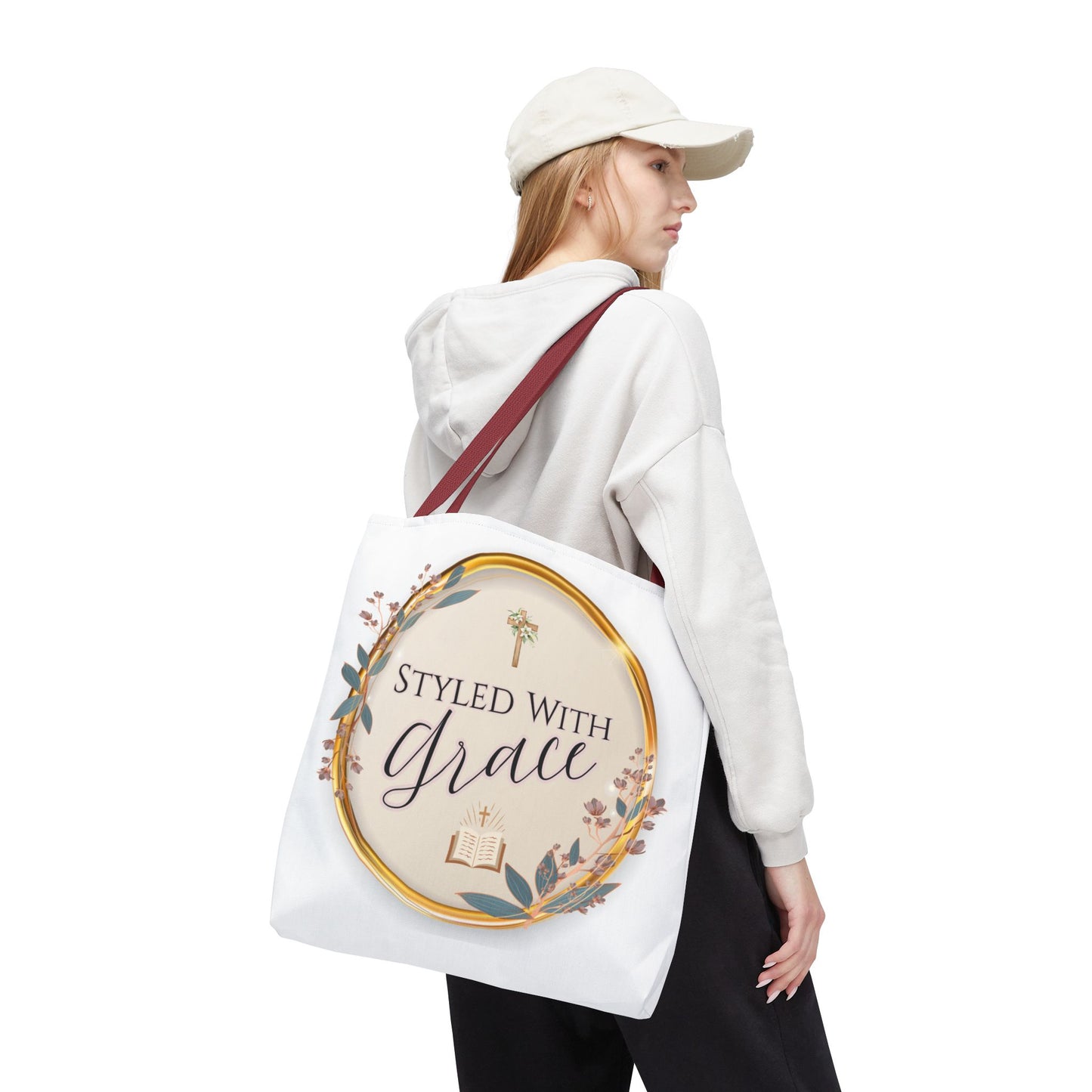 Styled With Grace | Elegant Faith-Inspired Tote Bag, Christian Gift, Inspirational Bag, Stylish Reusable Tote, Religious Accessories