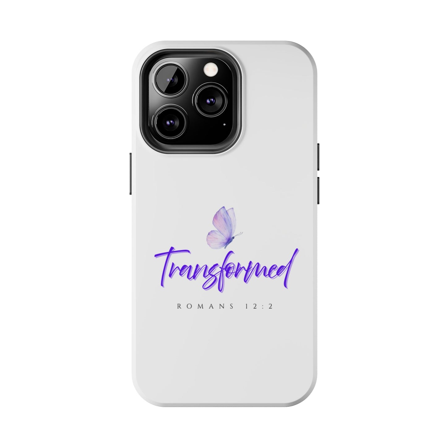 Transformed Phone Case - Inspirational Butterfly Design, Tough Phone Cover, Bible Verse Accessory, Unique Gift for Faith Lovers
