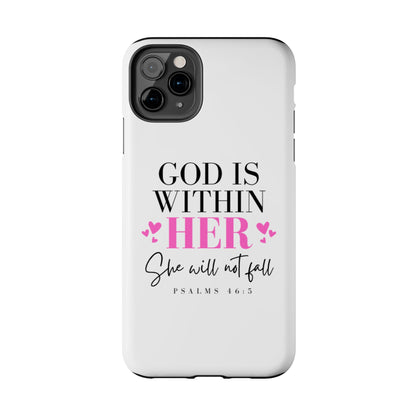 Empowering Tough Phone Case - "God is Within Her" Inspirational Design